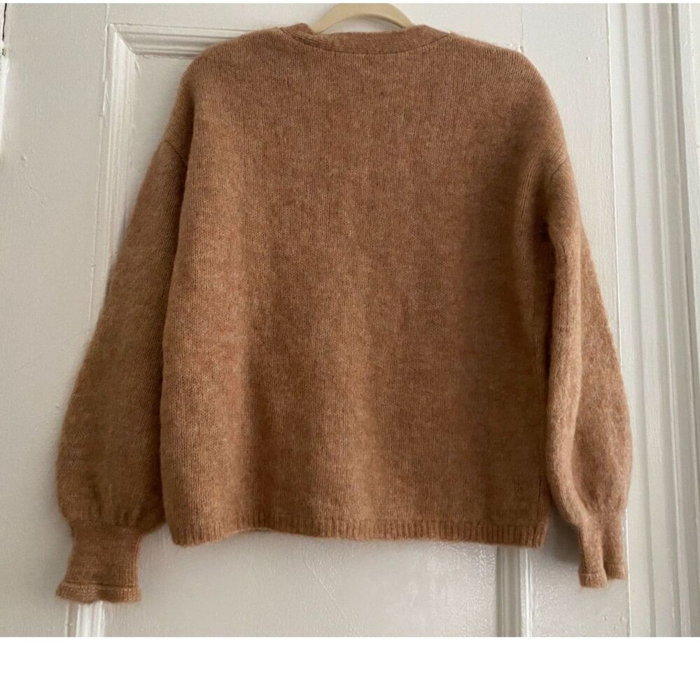 Sézane Mia Mohair La Maille Camel Brown Knit Cardigan XS Frill Ruffle Cuff - Picture 5 of 14
